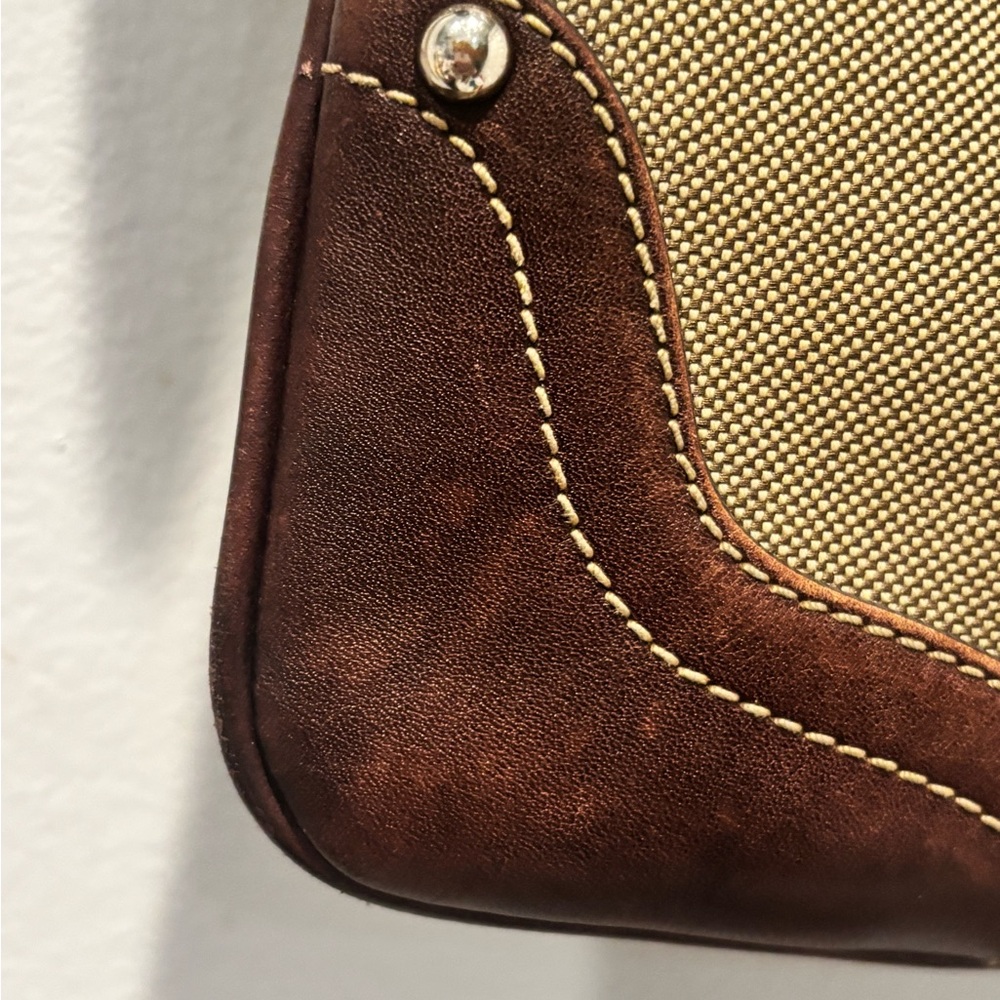 Prada Khaki Canvas and Brown Leather Messenger Bag - Picture 8 of 15